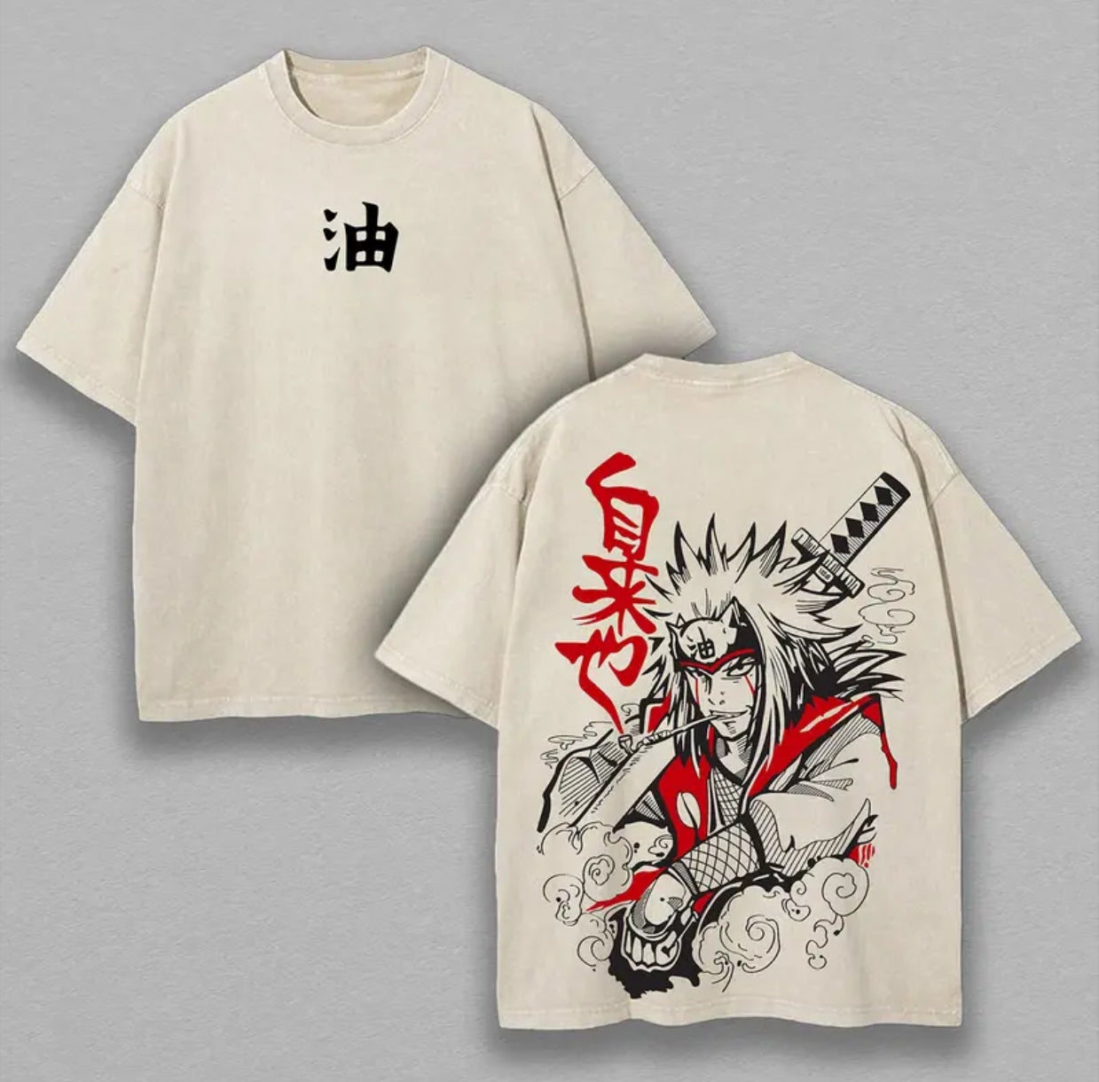 Vintage Washed Oversized Streetwear Tee with Mystical Sage Graphic Print