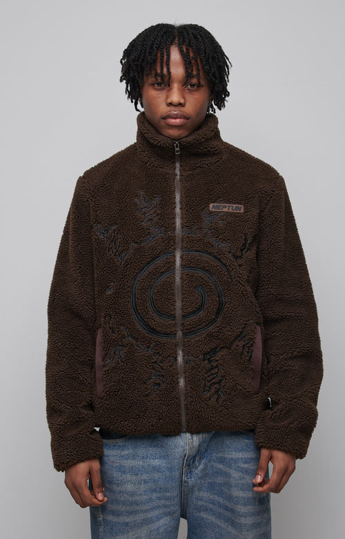 Cozy Naruto Oversized Fleece Jacket with Large Embroidered Design - Premium 400gsm Polyester