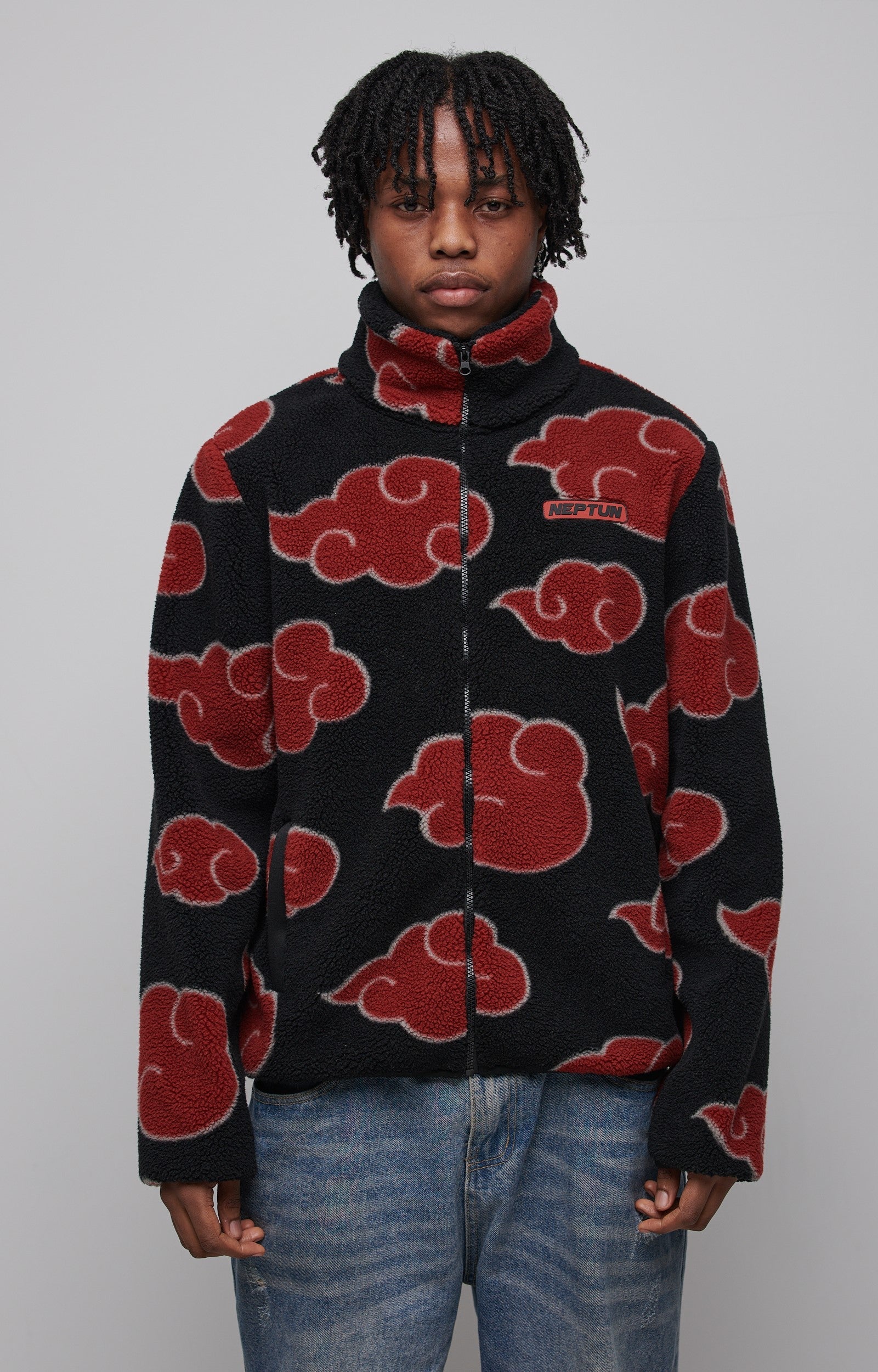 Cozy Akatsuki Cloud Fleece Jacket Oversized Warm Anime Fan Apparel
