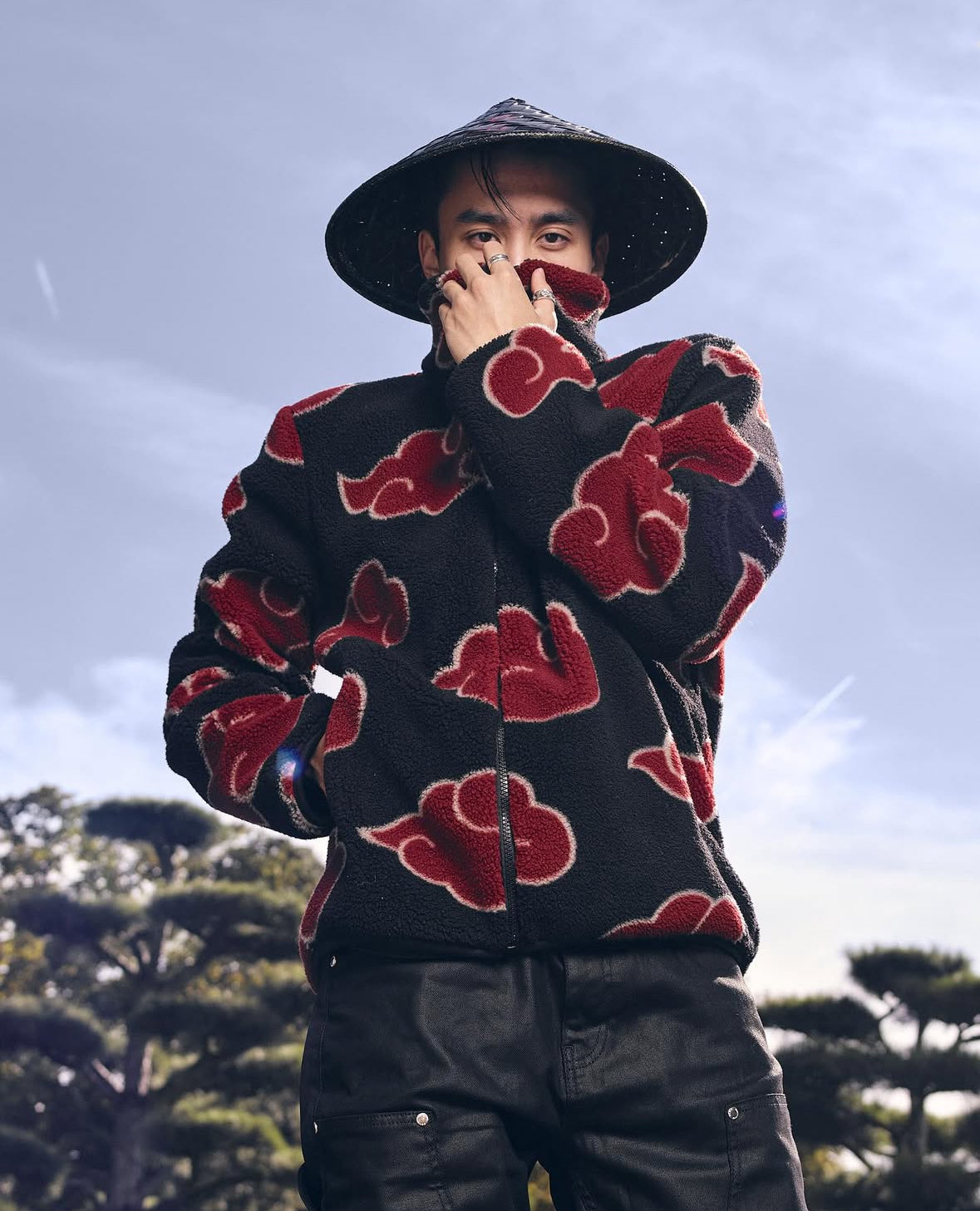 Cozy Akatsuki Cloud Fleece Jacket Oversized Warm Anime Fan Apparel