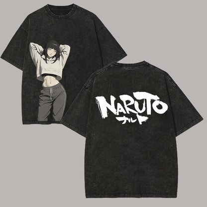 Washed Anime Streetwear T-Shirt, Soft Cotton Oversized Graphic Tee