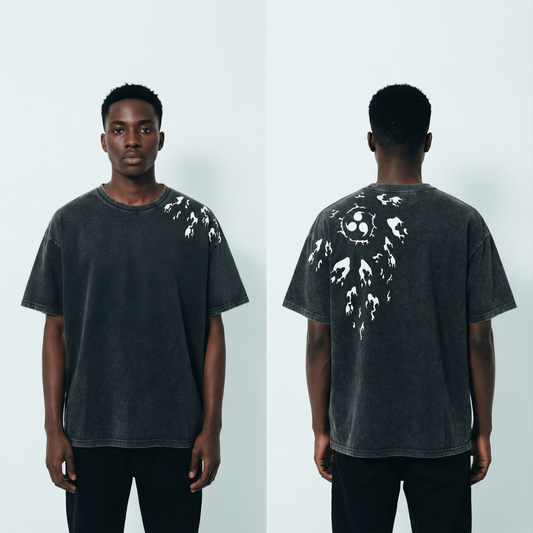 Curse Mark Vintage Distressed Oversize Tee: Soft Cotton, Relaxed Streetwear