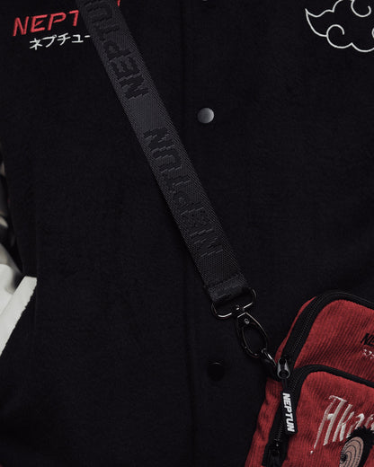 Official Naruto Akatsuki Obito Embroidered Corduroy Crossbody Bag with Zipper Pocket