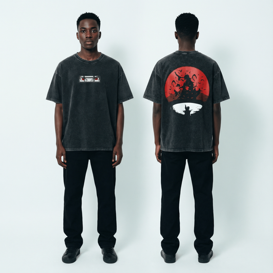 Itachi Massacare Vintage Distressed Oversize Tee: Soft Cotton, Relaxed Streetwear