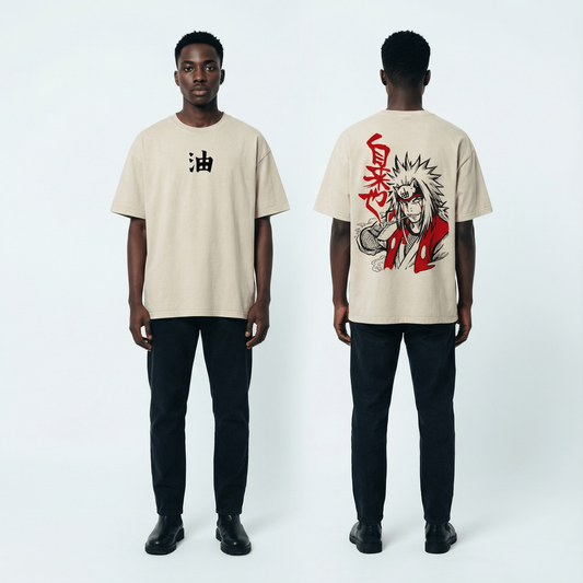 Jiraiya Sensei Vintage Distressed Oversize Tee: Soft Cotton, Relaxed Streetwear