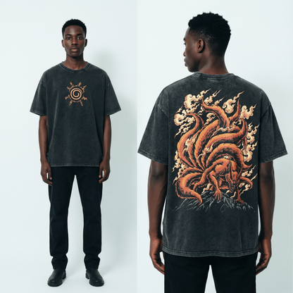Kurama Vintage Distressed Oversize Tee: Soft Cotton, Relaxed Streetwear