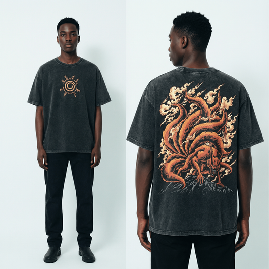 Kurama Vintage Distressed Oversize Tee: Soft Cotton, Relaxed Streetwear