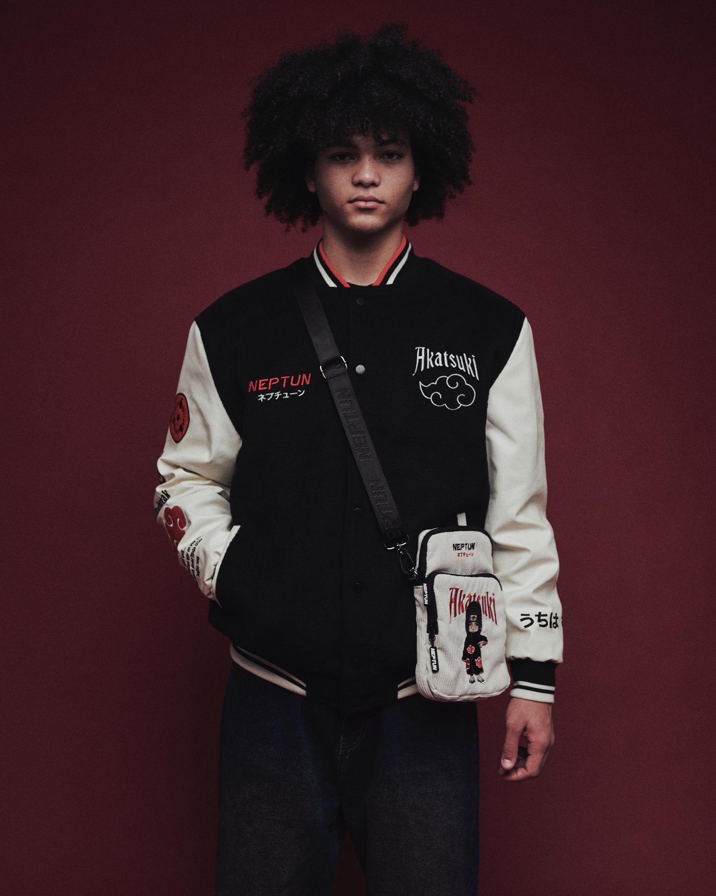 Naruto Itachi Uchiha Embroidered Corduroy Cross Body Bag with Secure Pockets