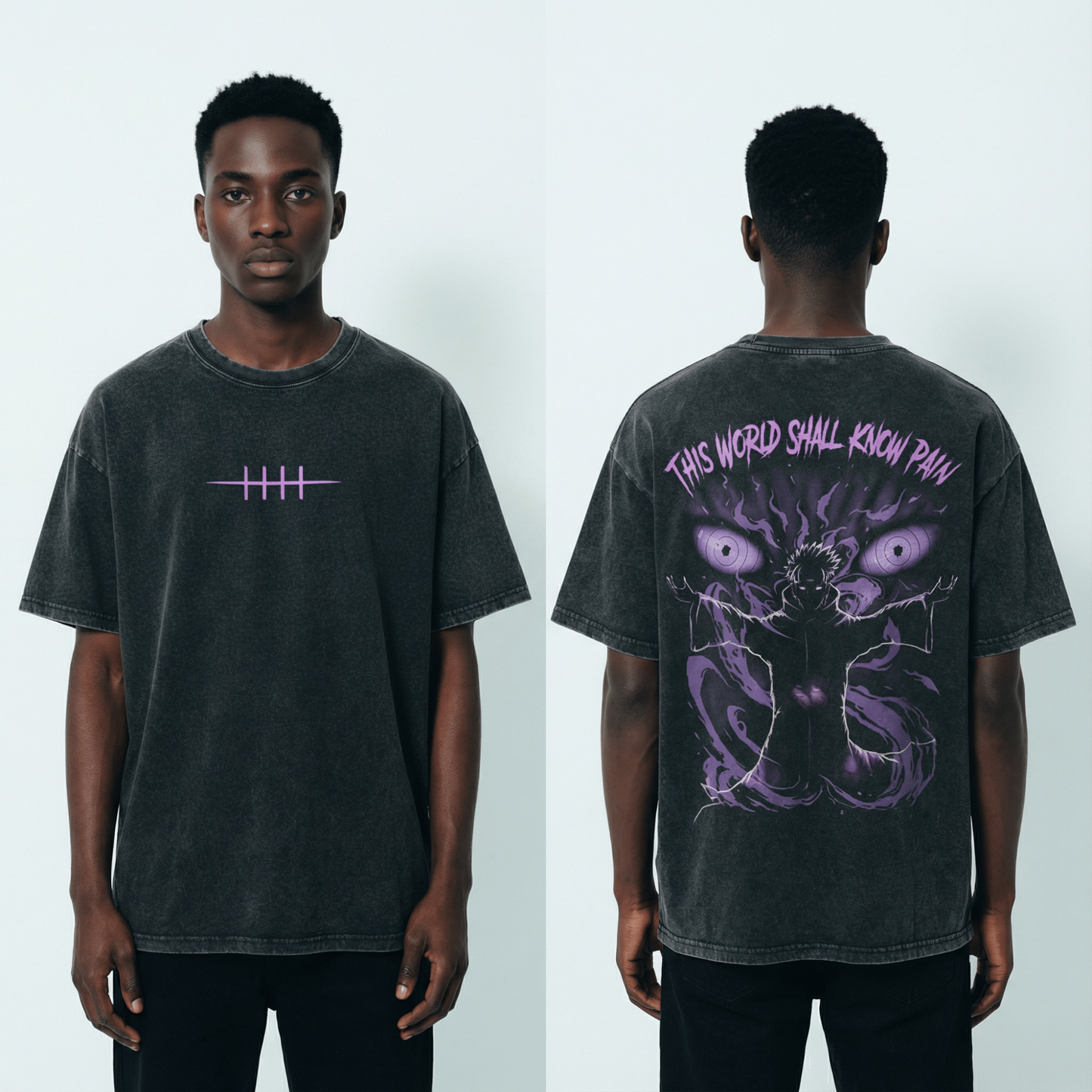 Pain Purple Vintage Distressed Oversize Tee: Soft Cotton, Relaxed Streetwear