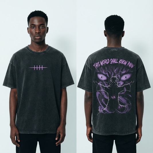 Pain Purple Vintage Distressed Oversize Tee: Soft Cotton, Relaxed Streetwear