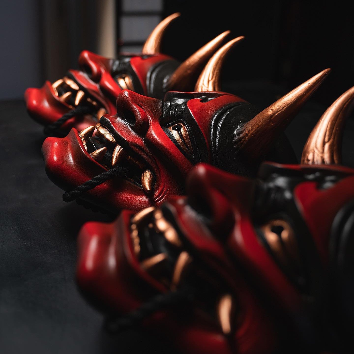 Handcrafted Red or Black Hannya Resin Mask Streetwear Accessory