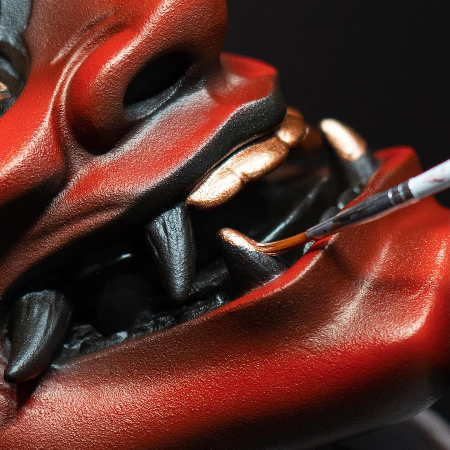 Handcrafted Red or Black Hannya Resin Mask Streetwear Accessory