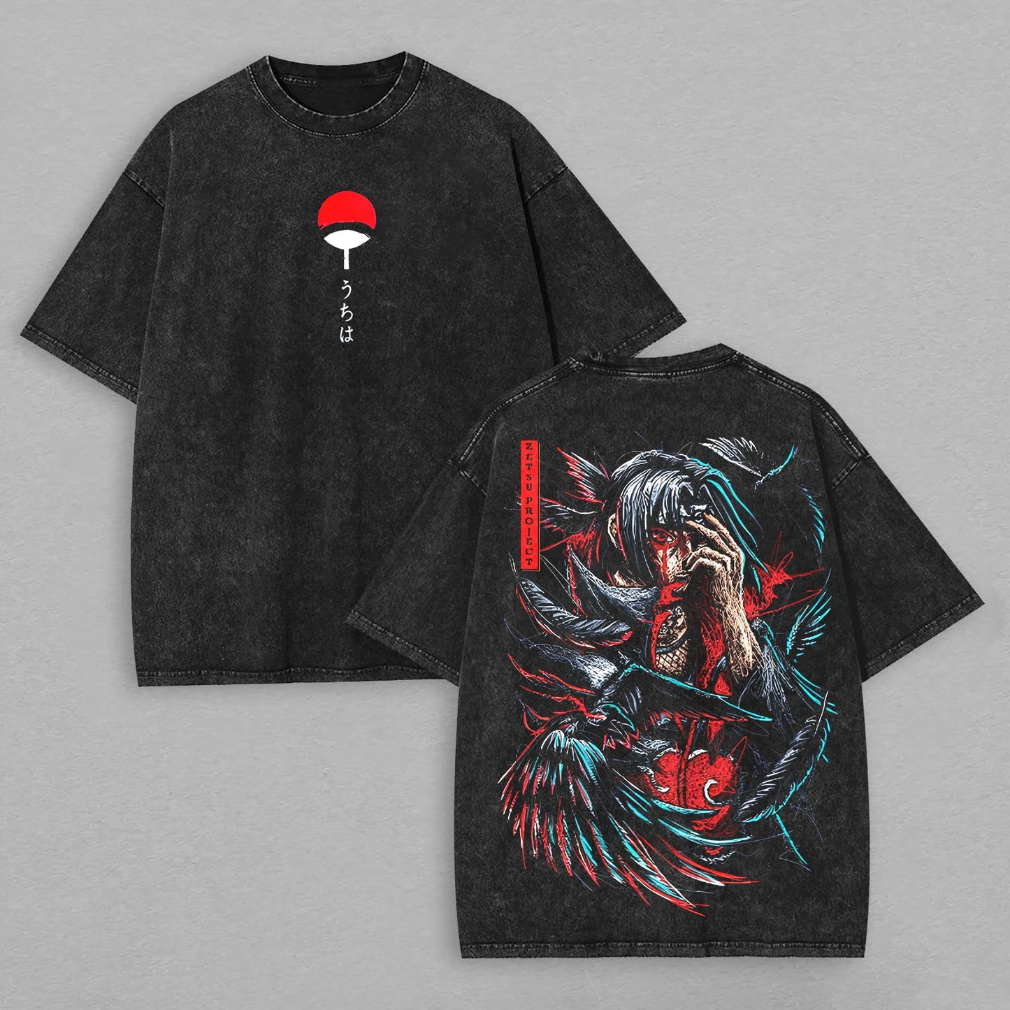 Itachi Goth Vintage Distressed Oversize Tee: Soft Cotton, Relaxed Streetwear