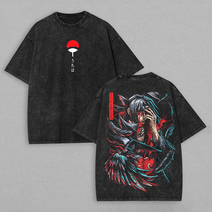 Itachi Goth Vintage Distressed Oversize Tee: Soft Cotton, Relaxed Streetwear