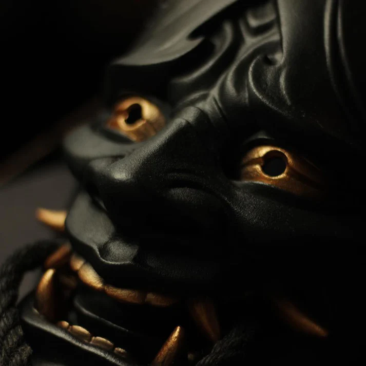 Handcrafted Red or Black Hannya Resin Mask Streetwear Accessory