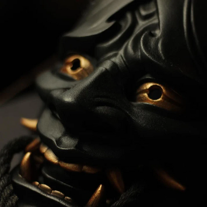 Handcrafted Red or Black Hannya Resin Mask Streetwear Accessory