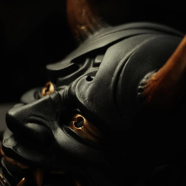 Handcrafted Red or Black Hannya Resin Mask Streetwear Accessory