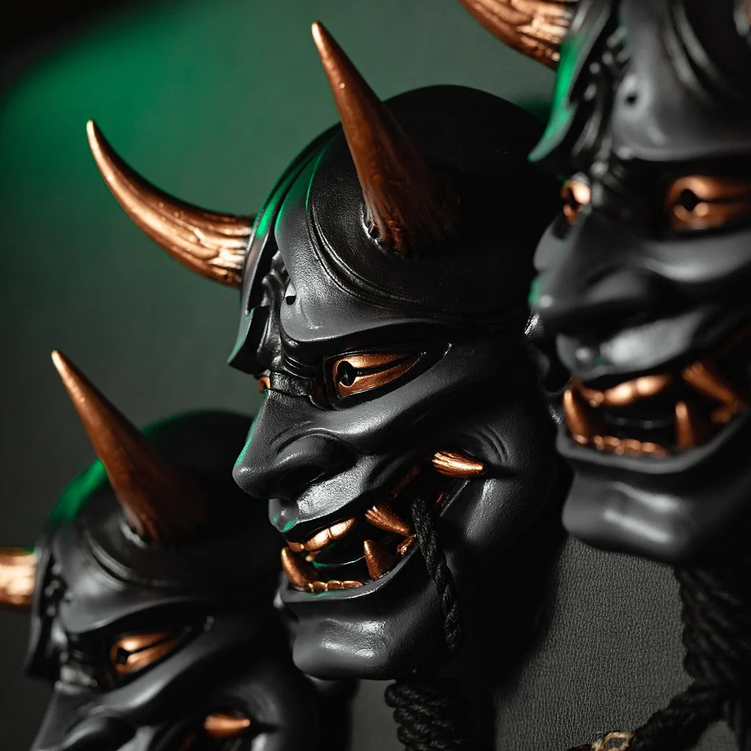 Handcrafted Red or Black Hannya Resin Mask Streetwear Accessory