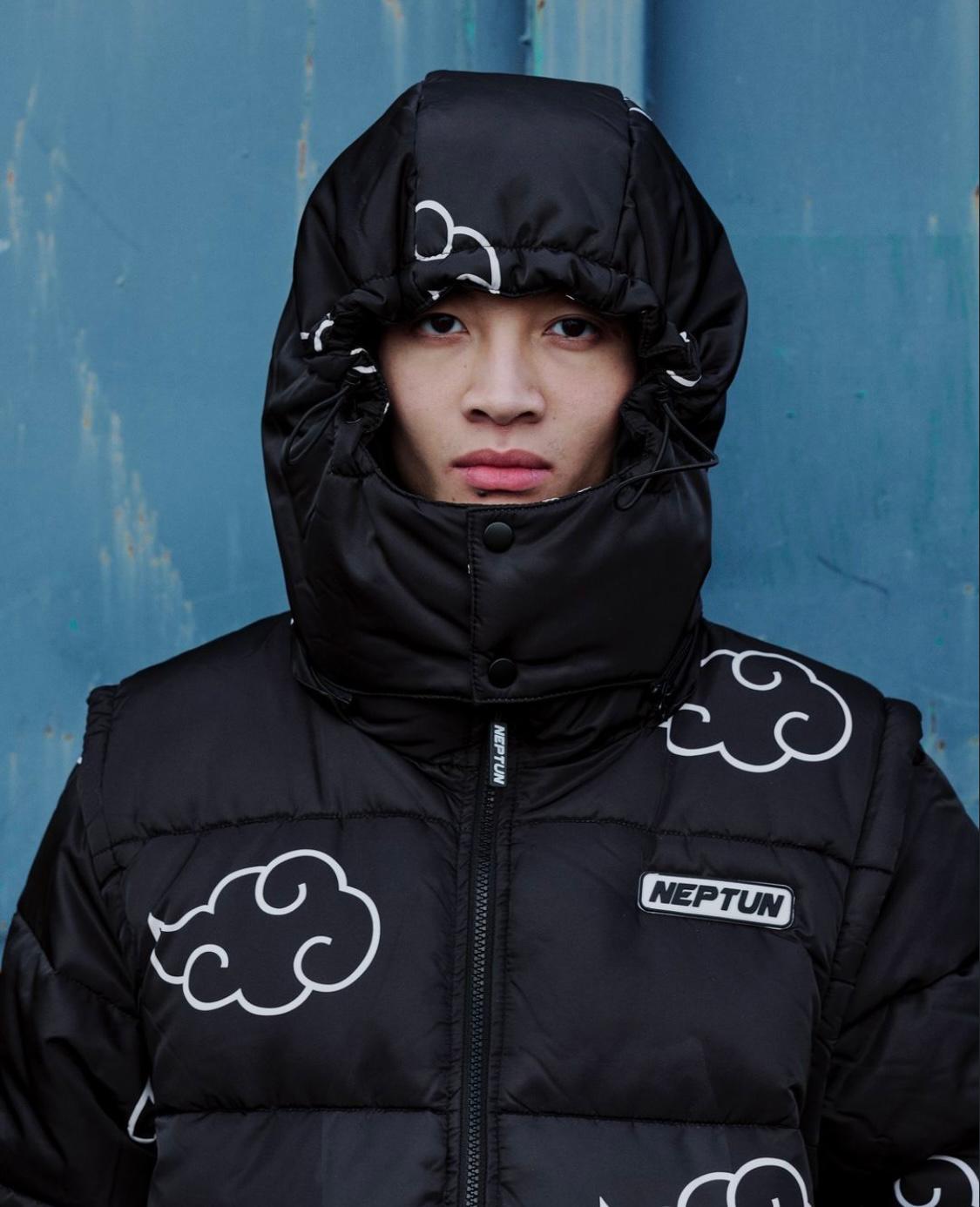 Akatsuki White Puffer Jacket: Detachable Sleeves & Hood, Water-Repellent Anime Style
