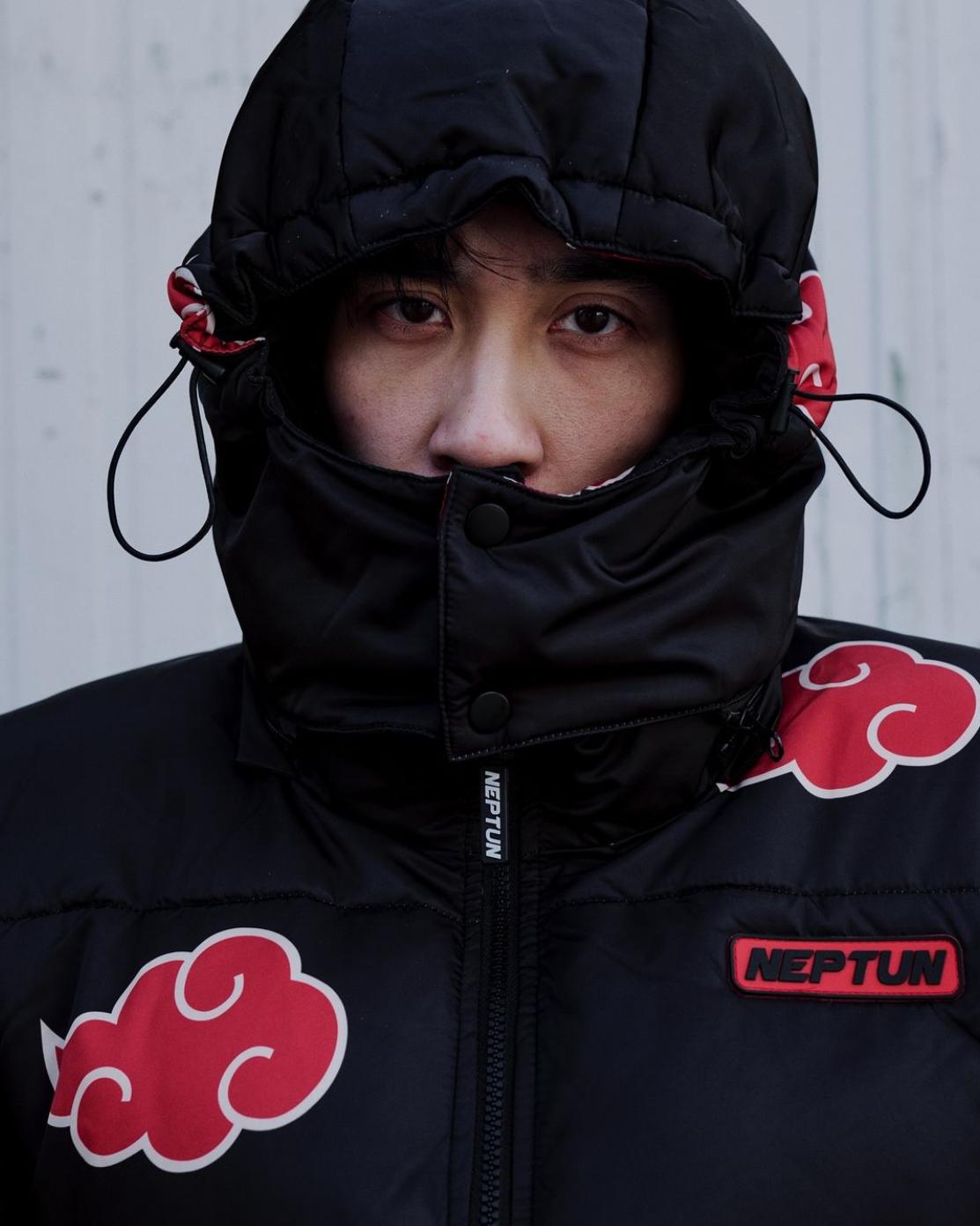 Akatsuki Red Puffer Jacket: Detachable Hooded Water-Repellent Anime Outerwear
